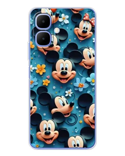 Чехол для TECNO Spark Go 2 с картинкой «Паттерн Микки и Минни»