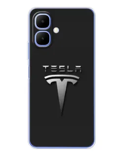 Чехол для TECNO Spark Go 2 с картинкой «Стальной логотип Tesla»