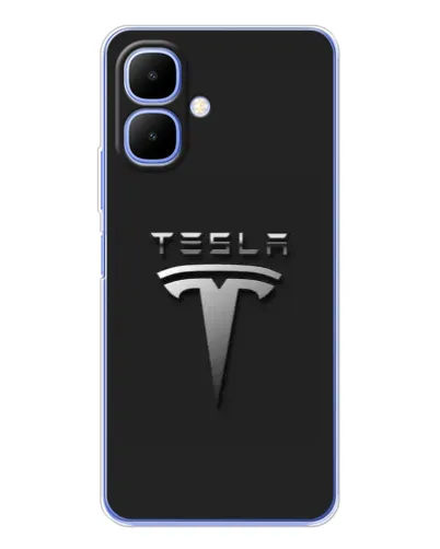 Чехол для TECNO Spark Go 2 с картинкой «Стальной логотип Tesla»