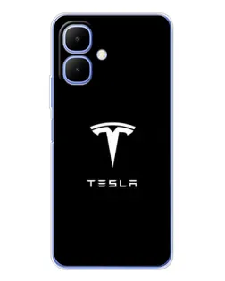 Чехол для TECNO Spark Go 2 с картинкой «Tesla White Logo»