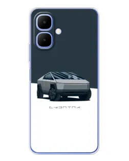 Чехол для TECNO Spark Go 2 с картинкой «Серебристый Cybertruck Tesla»