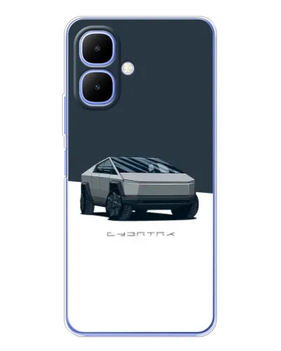 Чехол для TECNO Spark Go 2 с картинкой «Серебристый Cybertruck Tesla»