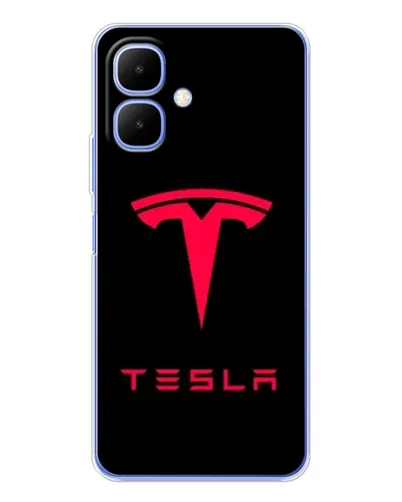 Чехол для TECNO Spark Go 2 с картинкой «Tesla Red Logo»