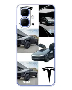 Чехол для TECNO Spark Go 2 с картинкой «Коллаж Cybertruck Tesla»