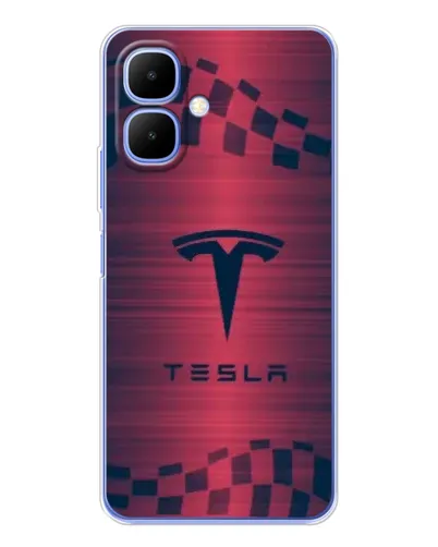 Чехол для TECNO Spark Go 2 с картинкой «Тесла красный карбон»