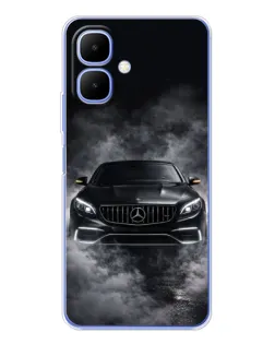 Чехол для TECNO Spark Go 2 с картинкой «Mercedes в дыму»