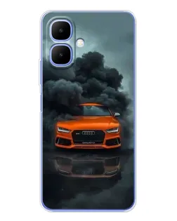 Чехол для TECNO Spark Go 2 с картинкой «Audi в облаках дыма»