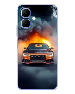 Чехол для TECNO Spark Go 2 с картинкой «Audi в огненном дыму»
