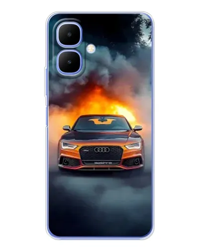 Чехол для TECNO Spark Go 2 с картинкой «Audi в огненном дыму»