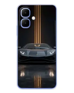Чехол для TECNO Spark Go 2 с картинкой «Lamborghini золотые линии»
