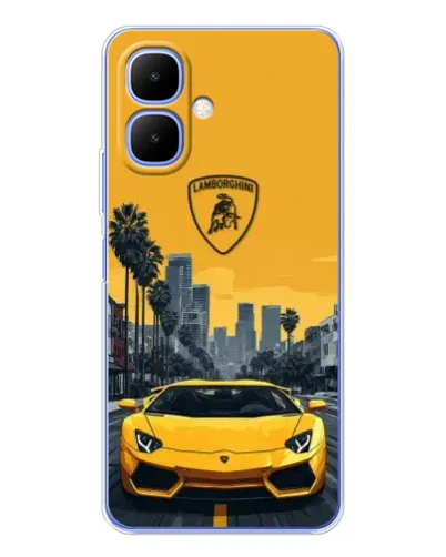 Чехол для TECNO Spark Go 2 с картинкой «Желтый Lamborghini город»