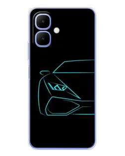 Чехол для TECNO Spark Go 2 с картинкой «Голубой силуэт Lamborghini»