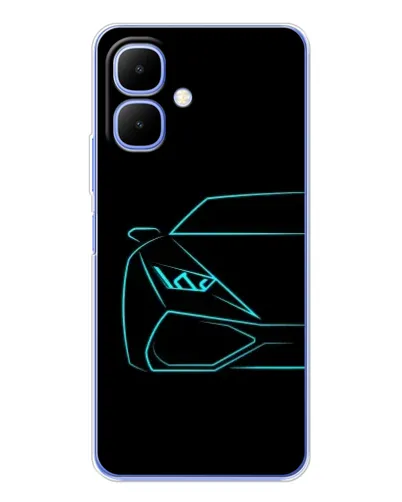 Чехол для TECNO Spark Go 2 с картинкой «Голубой силуэт Lamborghini»