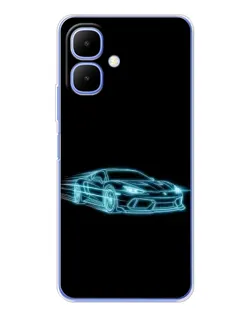 Чехол для TECNO Spark Go 2 с картинкой «Неоновый контур Lamborghini»