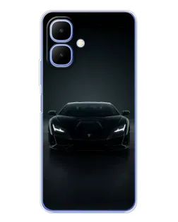 Чехол для TECNO Spark Go 2 с картинкой «Черный Lamborghini Aventador»