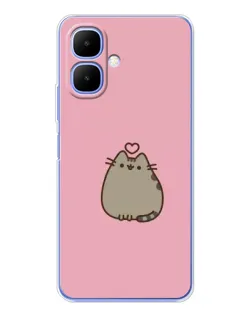 Чехол для TECNO Spark Go 2 с картинкой «Pusheen сердце»