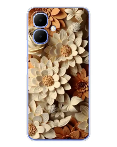 Чехол для TECNO Spark Go 2 с картинкой «Бежевый флористический декор»