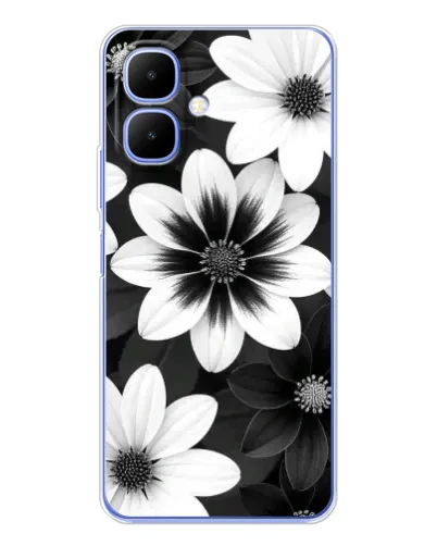 Чехол для TECNO Spark Go 2 с картинкой «Монохромные астры»