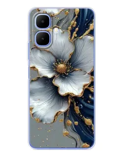 Чехол для TECNO Spark Go 2 с картинкой «Белый цветок и золотой флюид» Чехол для TECNO Spark Go 2 с картинкой «Белый цветок и золотой флюид»