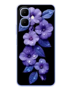 Чехол для TECNO Spark Go 2 с картинкой «Фиолетовые цветы с росою»
