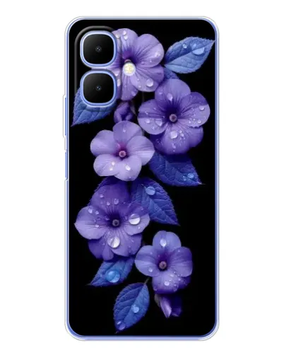 Чехол для TECNO Spark Go 2 с картинкой «Фиолетовые цветы с росою»