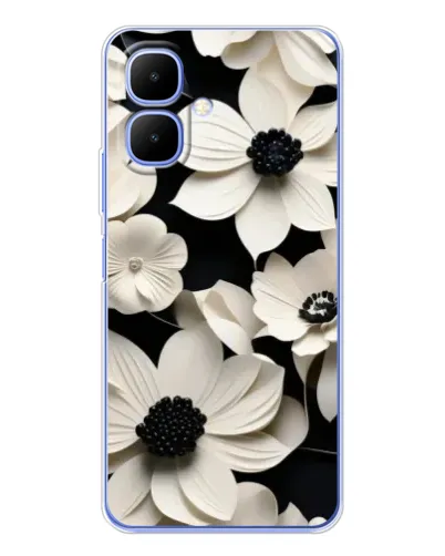 Чехол для TECNO Spark Go 2 с картинкой «Объемные белые цветы»