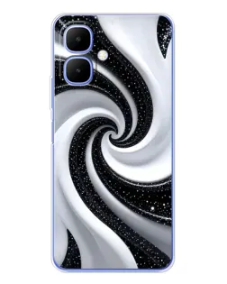 Чехол для TECNO Spark Go 2 с картинкой «Черно-белая спираль»
