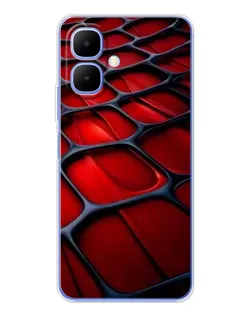 Чехол для TECNO Spark Go 2 с картинкой «Красная глянцевая сетка»
