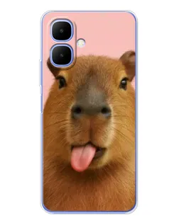 Чехол для TECNO Spark Go 2 с картинкой «Капибара с языком»