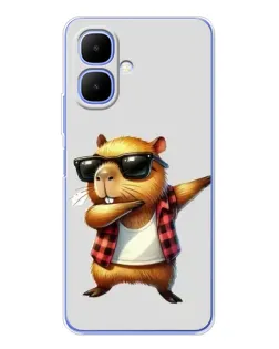 Чехол для TECNO Spark Go 2 с картинкой «Капибара рэпер даб»