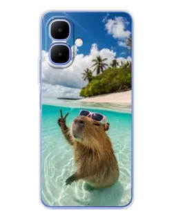 Чехол для TECNO Spark Go 2 с картинкой «Капибара на море»