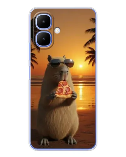 Чехол для TECNO Spark Go 2 с картинкой «Капибара с пиццей»