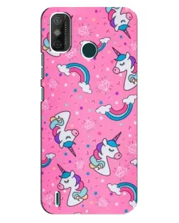 Чехол для TECNO Spark GO (2020) с картинкой «Unicorn паттерн розовый»