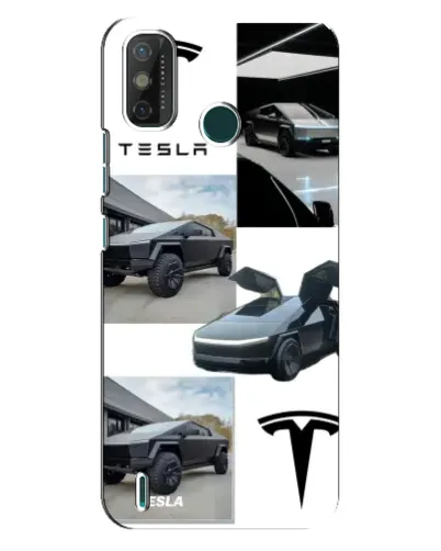 Чехол для TECNO Spark GO (2020) с картинкой «Коллаж Cybertruck Tesla»