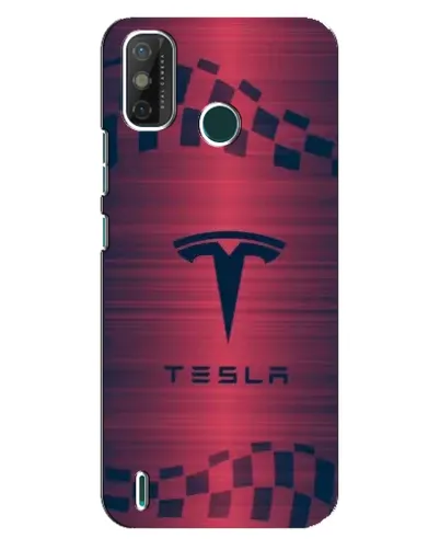 Чехол для TECNO Spark GO (2020) с картинкой «Тесла красный карбон»