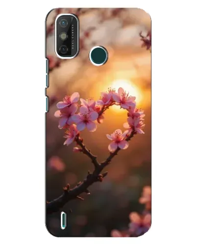 Чехол для TECNO Spark GO (2020) с картинкой «Розовый цвет сердце на фоне заката»