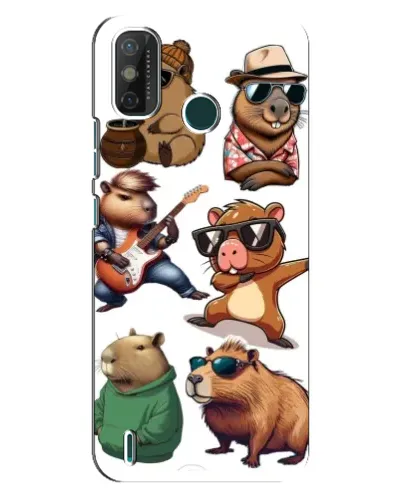 Чехол для TECNO Spark GO (2020) с картинкой «Крутые капибары музыканты»