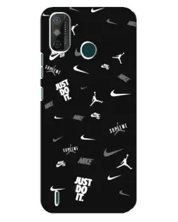 Чехол для TECNO Spark GO (2021) с картинкой «Nike Black Pattern»