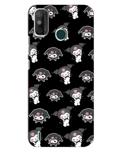 Чехол для TECNO Spark GO (2021) с картинкой «Черный паттерн Kuromi»