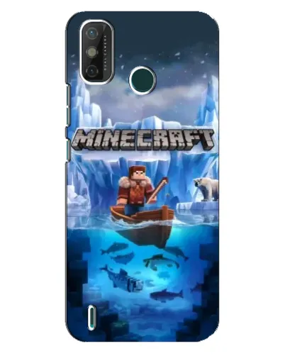Чехол для TECNO Spark GO (2021) с картинкой «Minecraft ледяной мир»