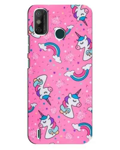 Чехол для TECNO Spark GO (2021) с картинкой «Unicorn паттерн розовый»