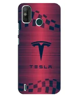 Чехол для TECNO Spark GO (2021) с картинкой «Тесла красный карбон»