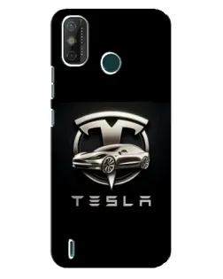 Чехол для TECNO Spark GO (2021) с картинкой «Tesla — серебристое авто»