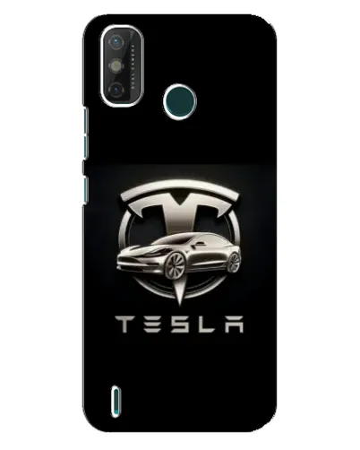 Чехол для TECNO Spark GO (2021) с картинкой «Tesla — серебристое авто»