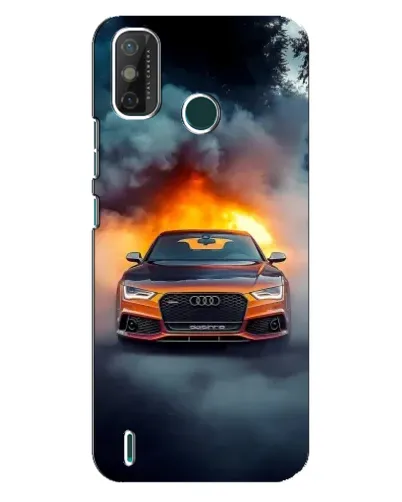 Чехол для TECNO Spark GO (2021) с картинкой «Audi в огненном дыму»