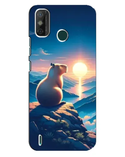 Чехол для TECNO Spark GO (2021) с картинкой «Закат солнца с капибарой»