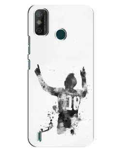 Чехол для TECNO Spark GO (2021) с картинкой «Черно-белый силуэт Месси»