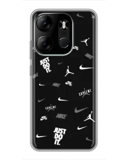 Чехол для TECNO Spark Go 2023 (BF7) с картинкой «Nike Black Pattern» Чехол для TECNO Spark Go 2023 (BF7) с картинкой «Nike Black Pattern»