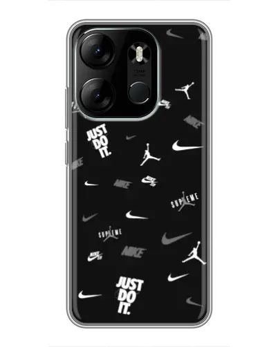 Чехол для TECNO Spark Go 2023 (BF7) с картинкой «Nike Black Pattern» Чехол для TECNO Spark Go 2023 (BF7) с картинкой «Nike Black Pattern»