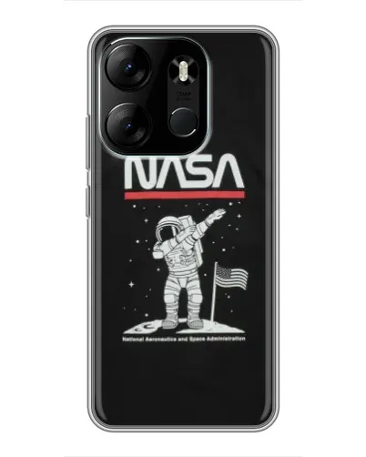 Чехол для TECNO Spark Go 2023 (BF7) с картинкой «NASA — шагаем по Луне»